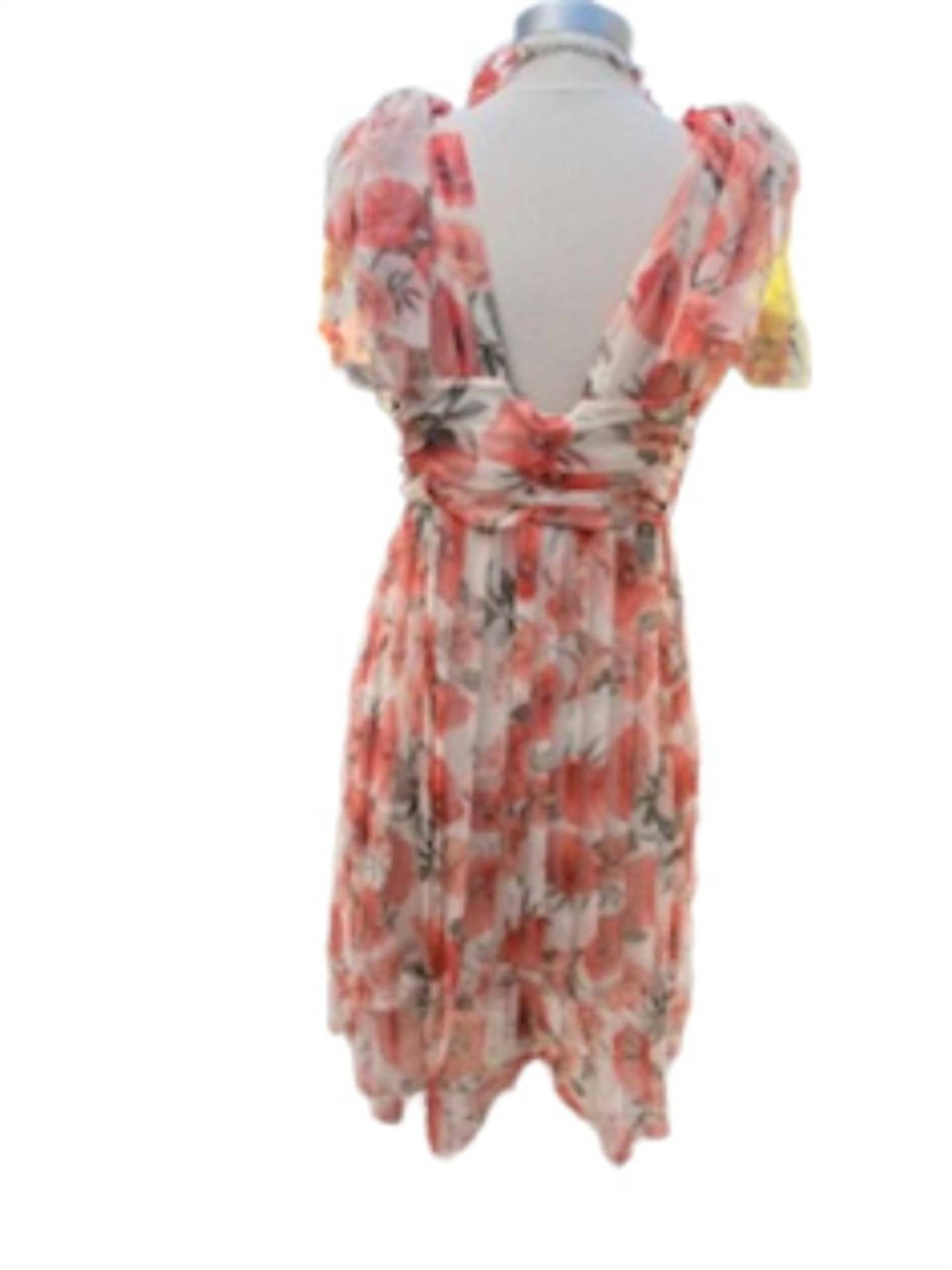 Giorgia & Johns - Women's Floral Sleeveless Dress With Bow On Shoulder