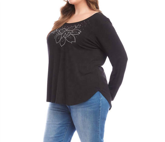 Karen Kane - Long Sleeve Embellished Shirttail Top - Plus