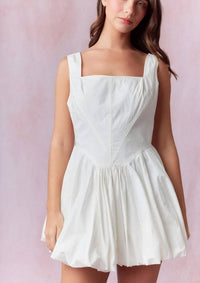 Peach Love - Cute And Sweet Bow Bubble Hem Mini Dress