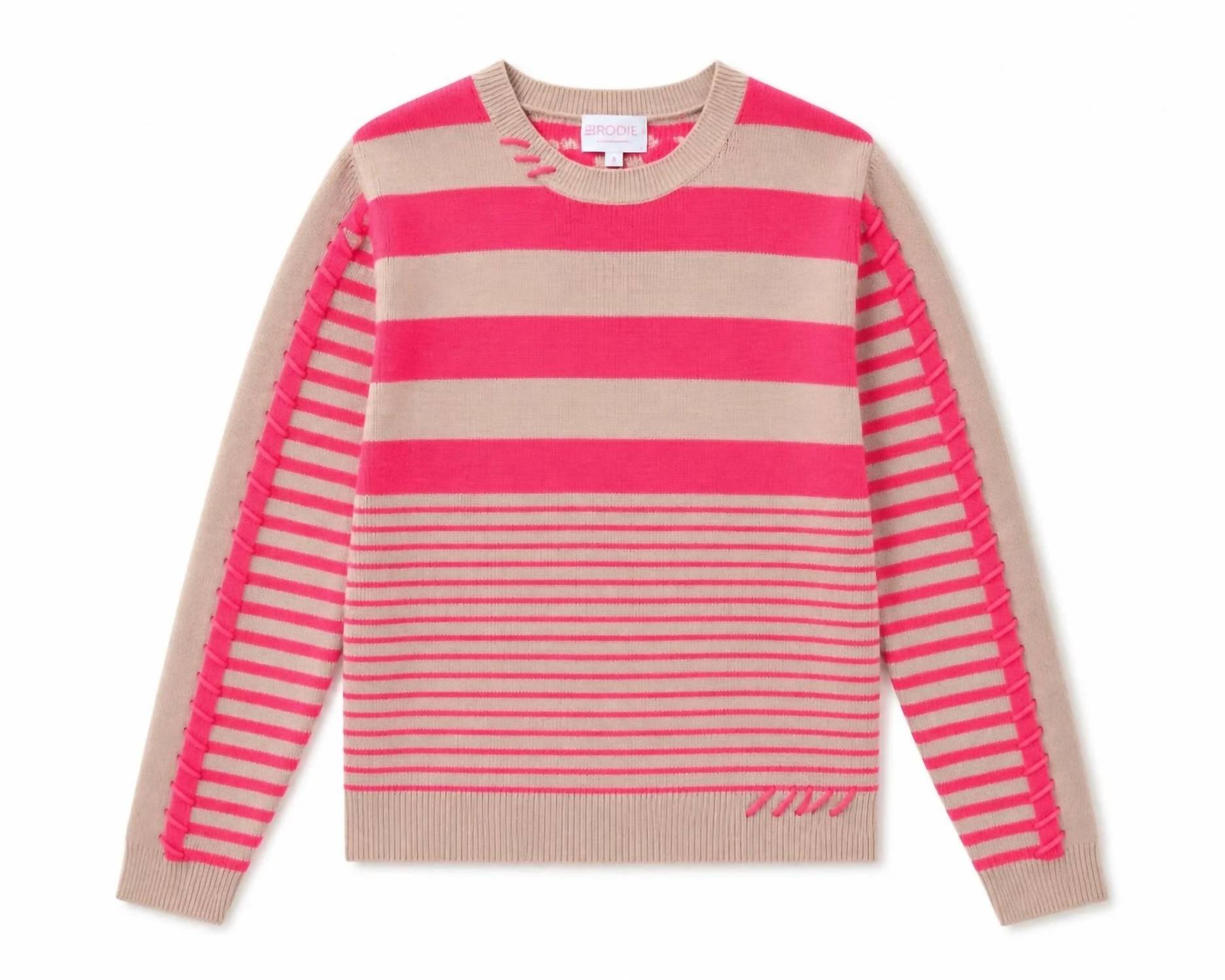 Brodie Cashmere - Women's Mix Stripe Crew Sweater