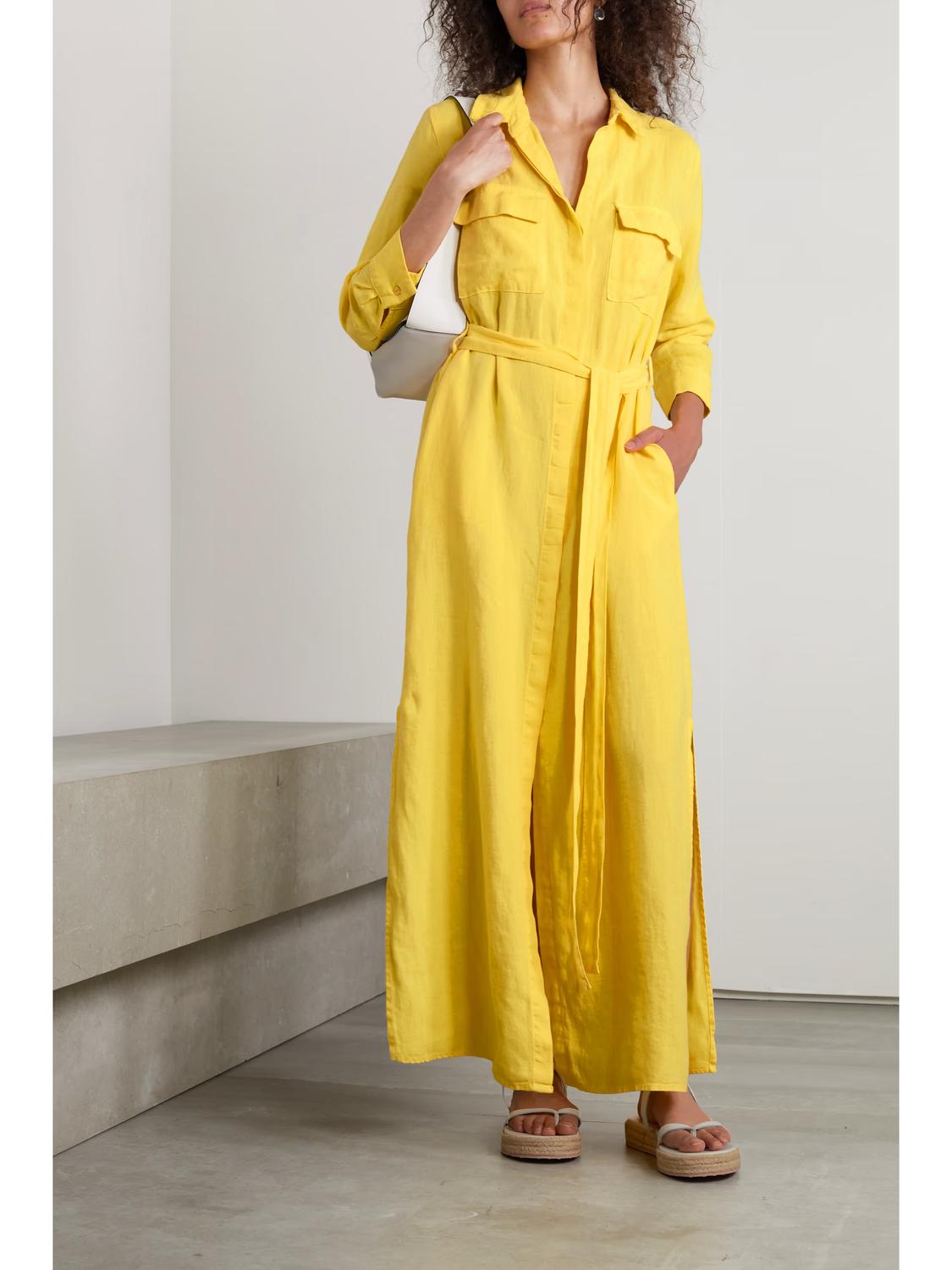 L'Agence - Cameron Linen Shirt Dress