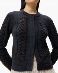 Twp - Suede Cable Sweater Jacket