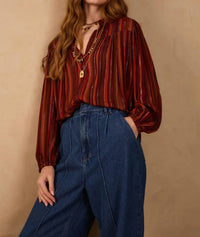 Dress To - Lurex V-neck Buttoned Blouse