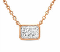 Diana M Jewels - 2.00 Cts Lab Grown East West Radiant Cut Bezel Pendant Necklace - Classic