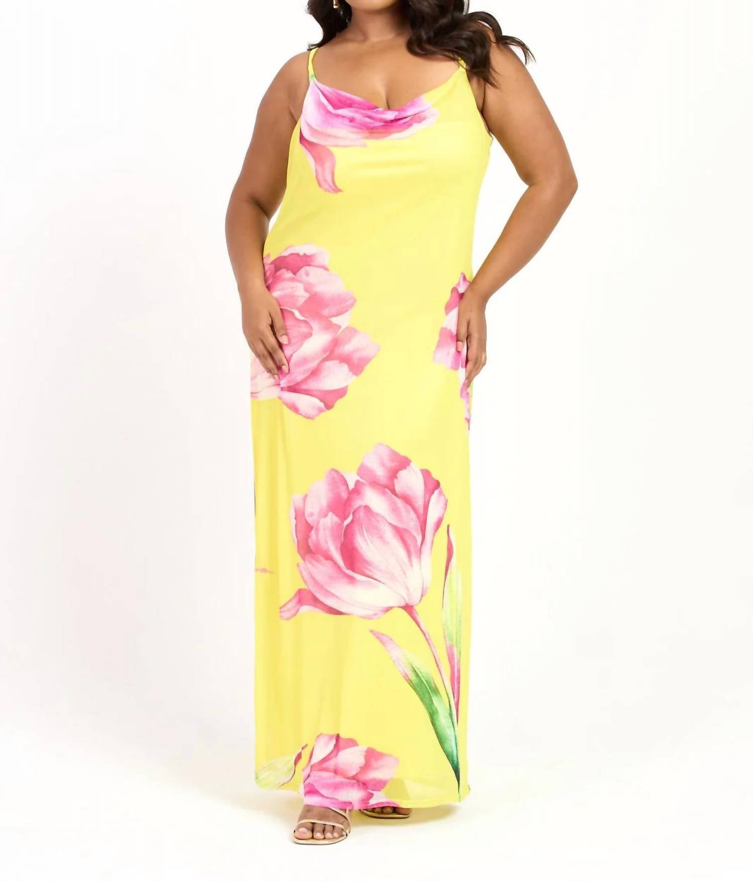 Fashion Szn Curve - Statement Floral Strappy Maxi Dress - Plus Size