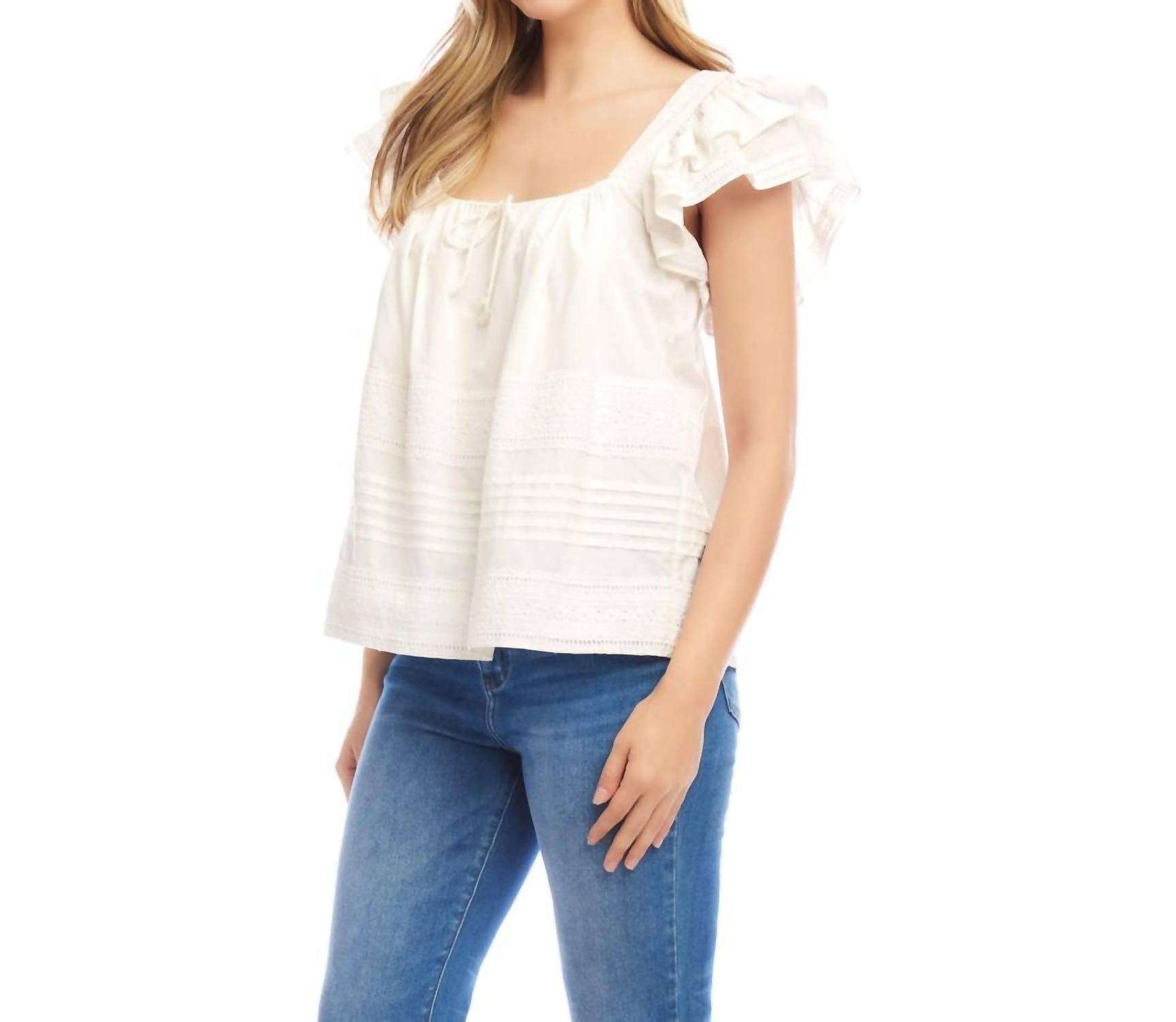 Karen Kane - Embroidered Ruffle Sleeve Blouse