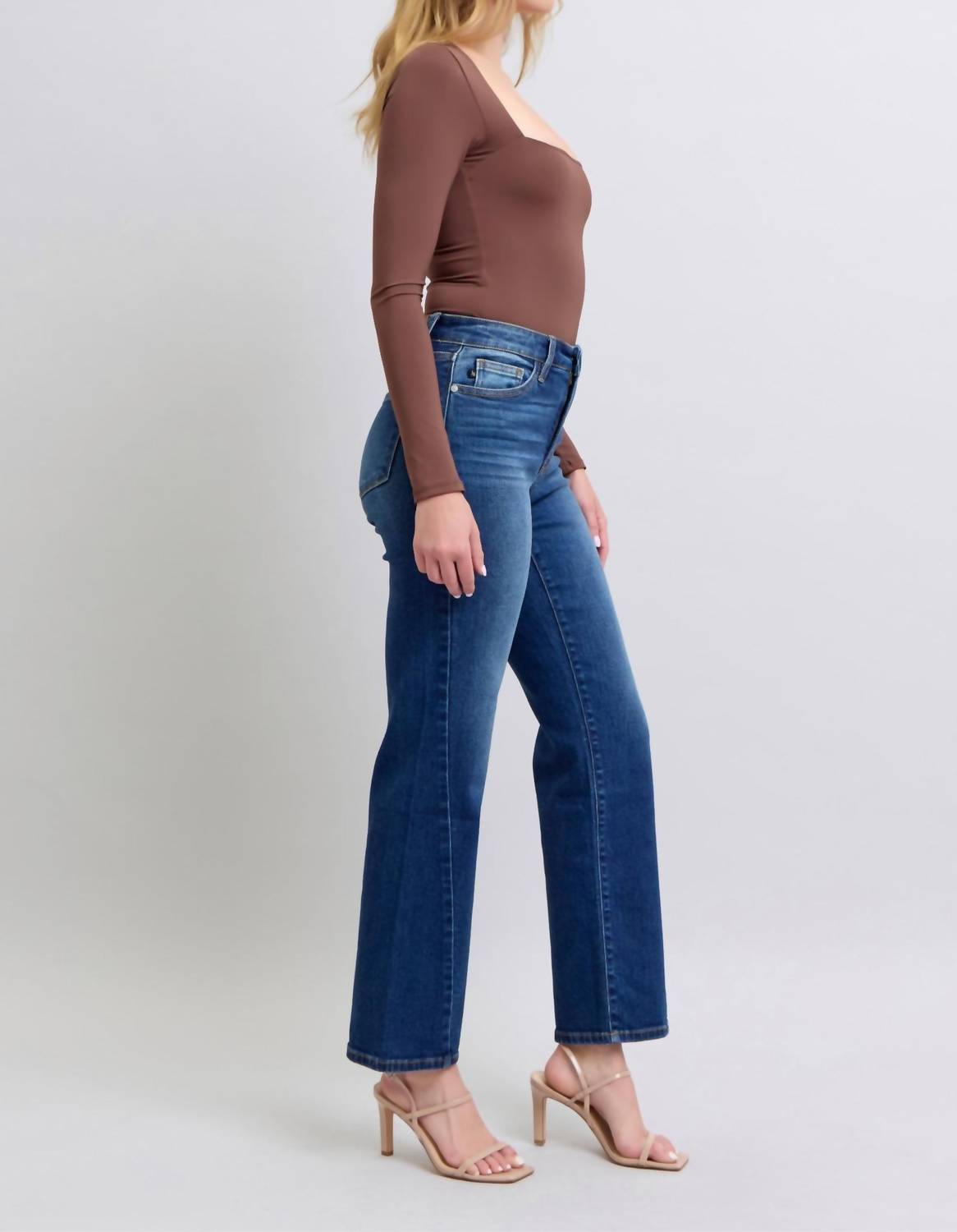Judy Blue - Mid Rise Side Seam Detail Straight Jean