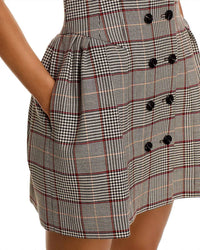 self-portrait Check Wool Mini Dress in brown - women's dress - view 5