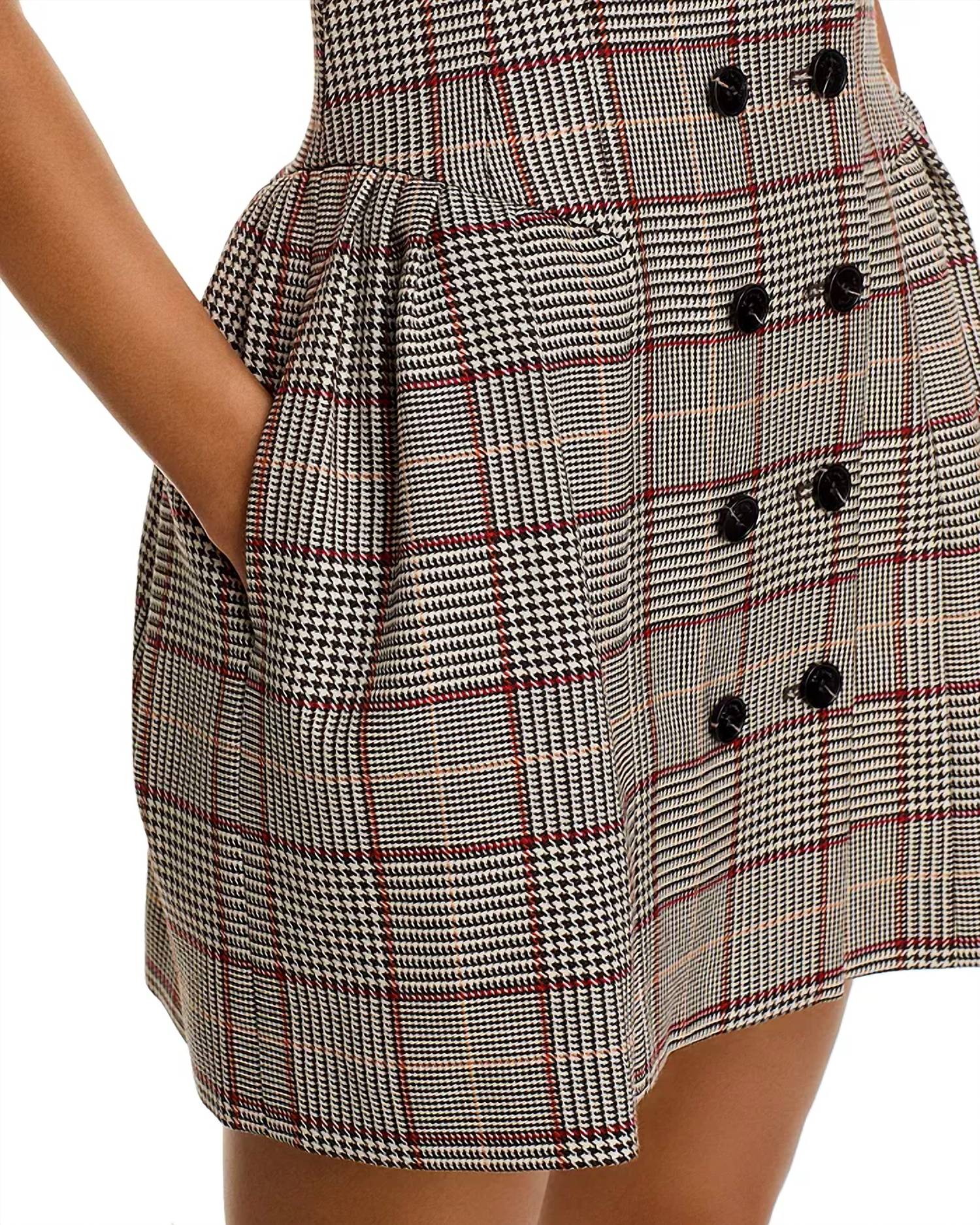 self-portrait Check Wool Mini Dress in brown - women's dress - view 5