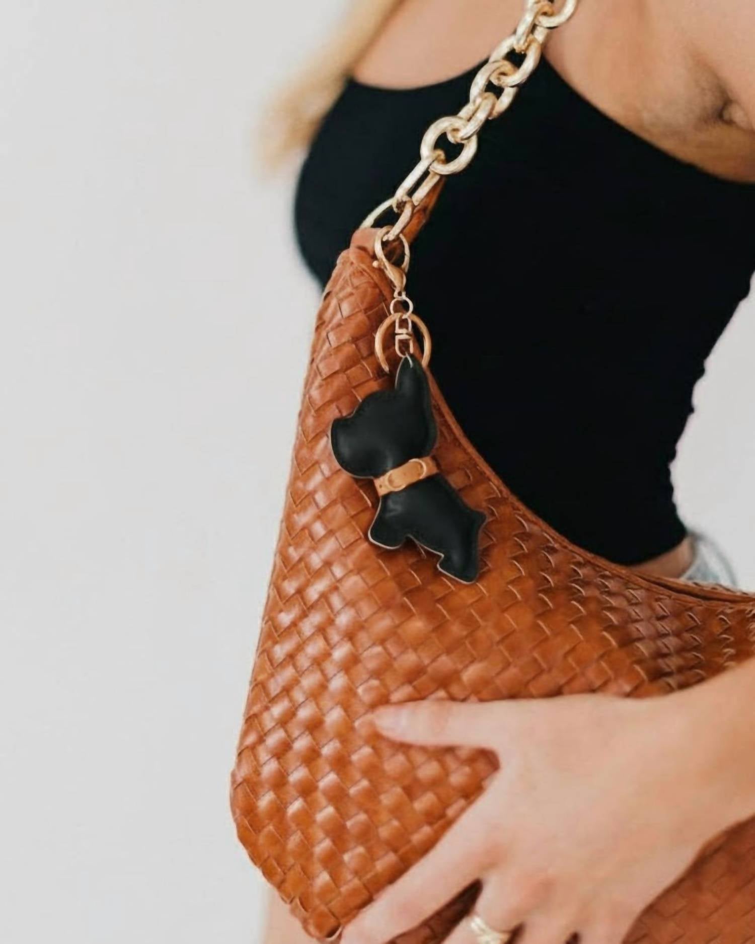 Pretty Simple Women's Scottie Puppy Vegan Leather Bag Charm in black - women's item - detail view