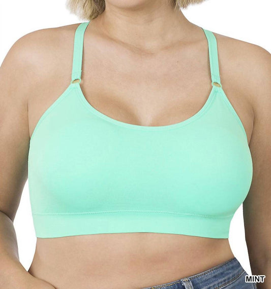 Zenana - Cross Back Padded Seamless Bra With Adjustable Straps