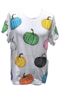 QUEEN OF SPARKLES Pumpkin Tee in white multi - women's t-shirt - view 5