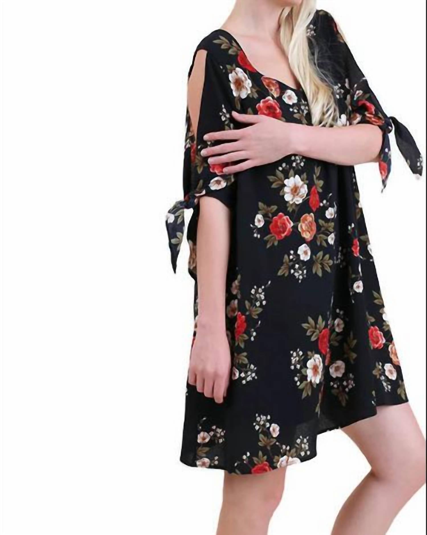 Umgee - Floral Print Cut Out Dress - Plus
