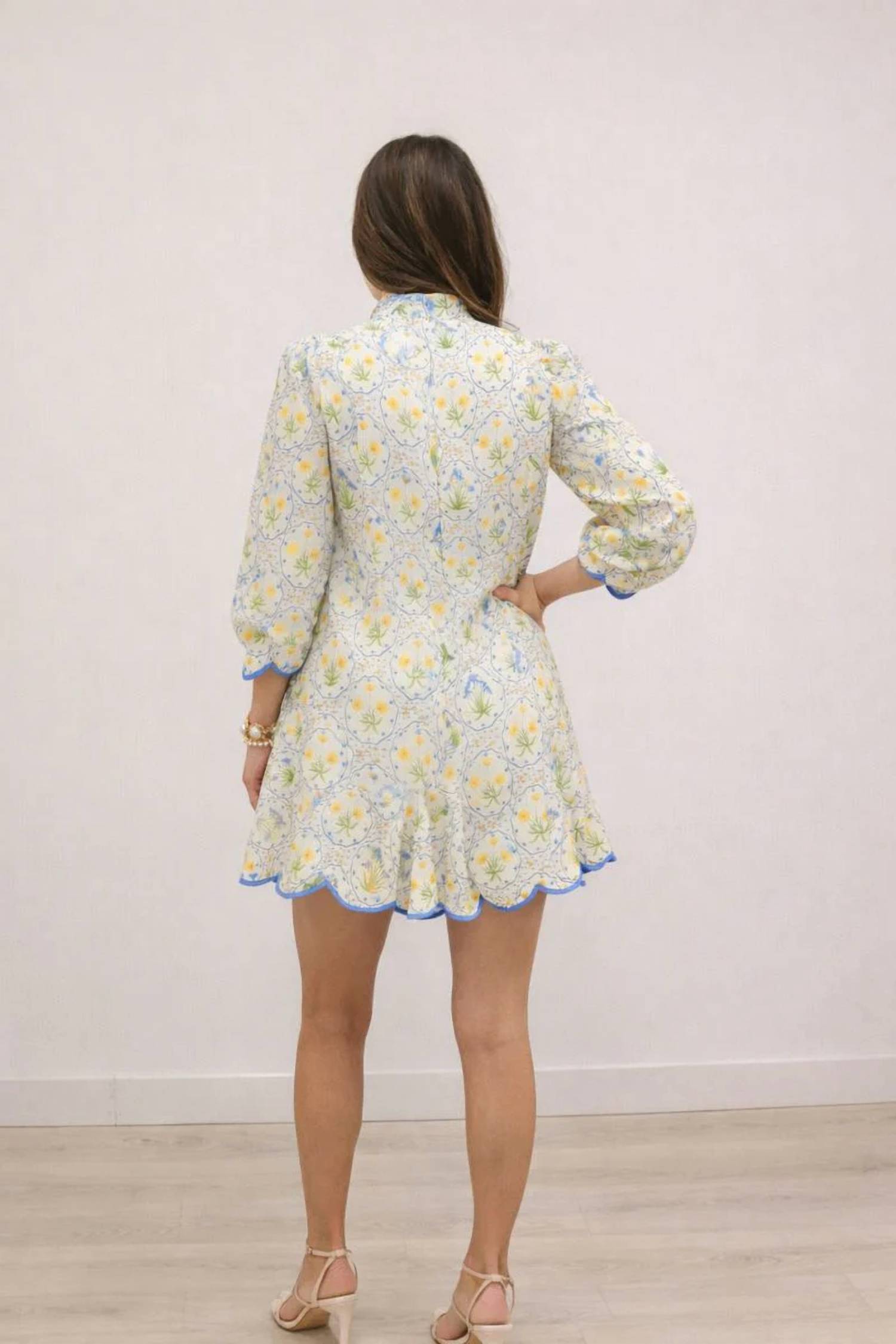 Entro - Briar Botanical Floral Scallop Trim Mini Dress