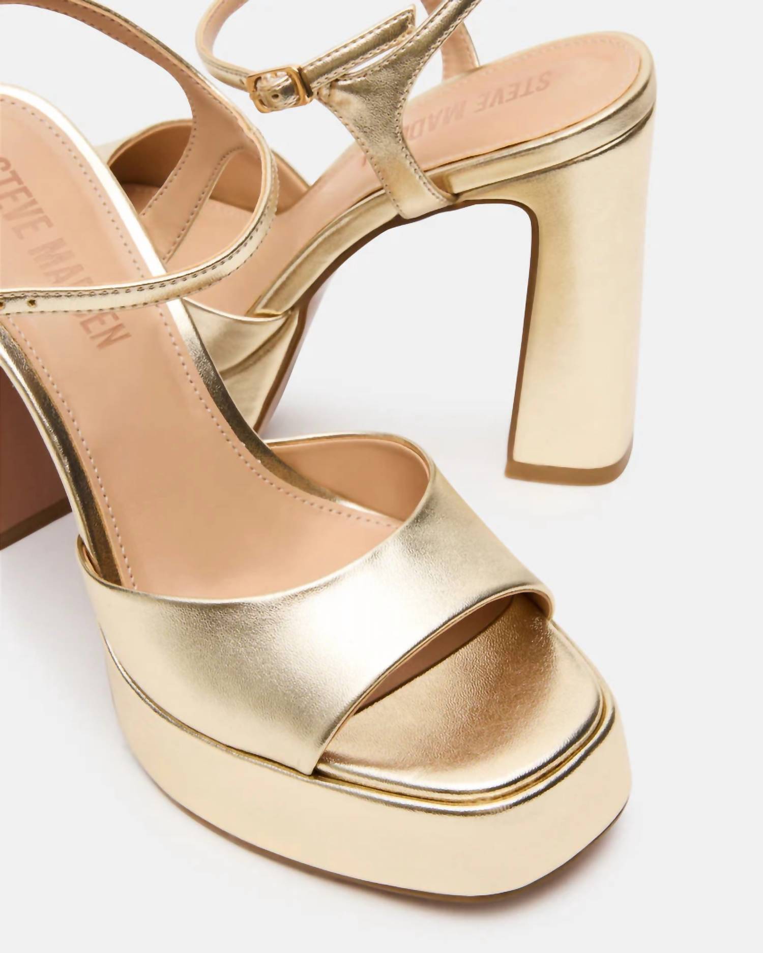 STEVE MADDEN Women's Liandra Platform Block Heel in champagne - women's heels - detail view