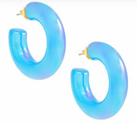ZENZII Women's Chunky Iridescent Lucite Earrings in neon blue - women's jewelry