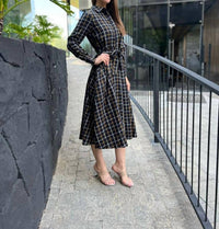 Roslyn - Long Sleeve Plaid Dress
