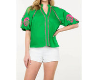 Thml - Embroidered Puff Sleeve Top