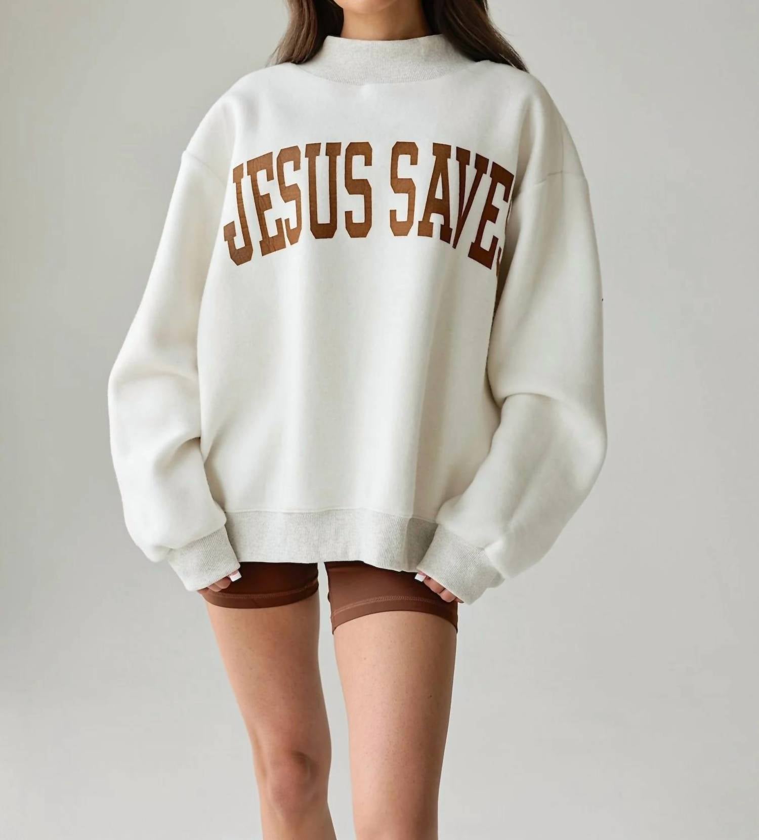 Bucketlist - Jesus Saves Reversible Oversized Mockneck Sweater