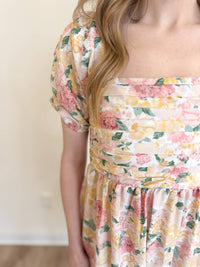 Baevely By Wellmade - Maven Pleated Bodice Floral Dress