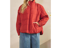 Veveret Zip Up Packable Puffer Jacket in brick - women's jacket - view 4