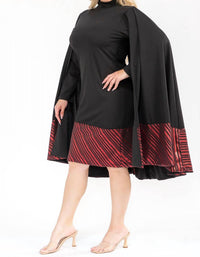 Karen T Design - High Neck Midi Dress With Cape