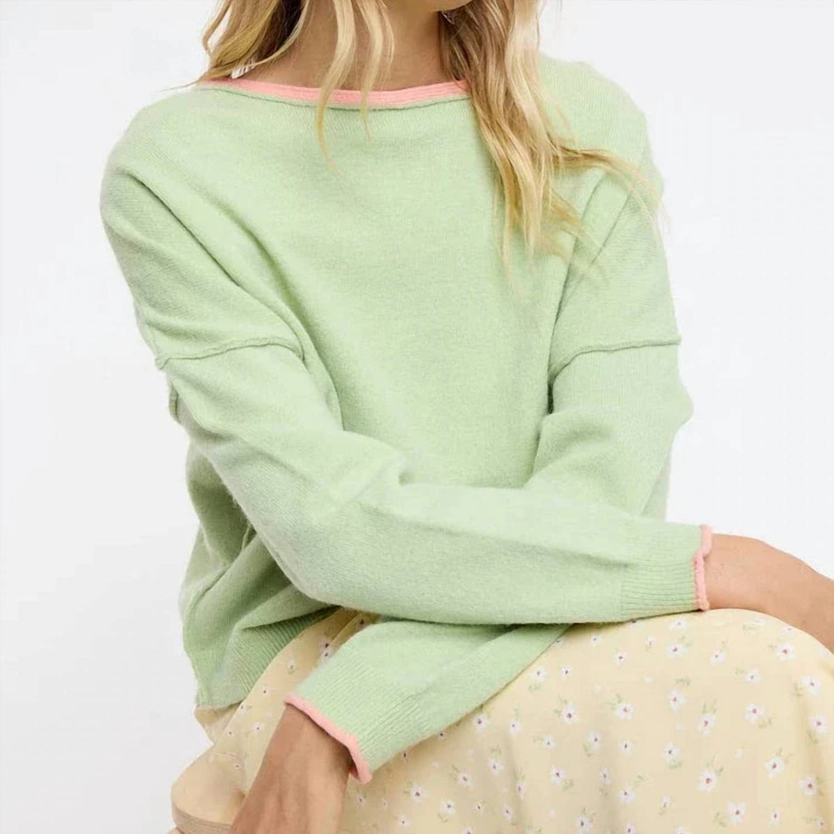 Wishlist - Brushed Contrast Boat Neck Sweater