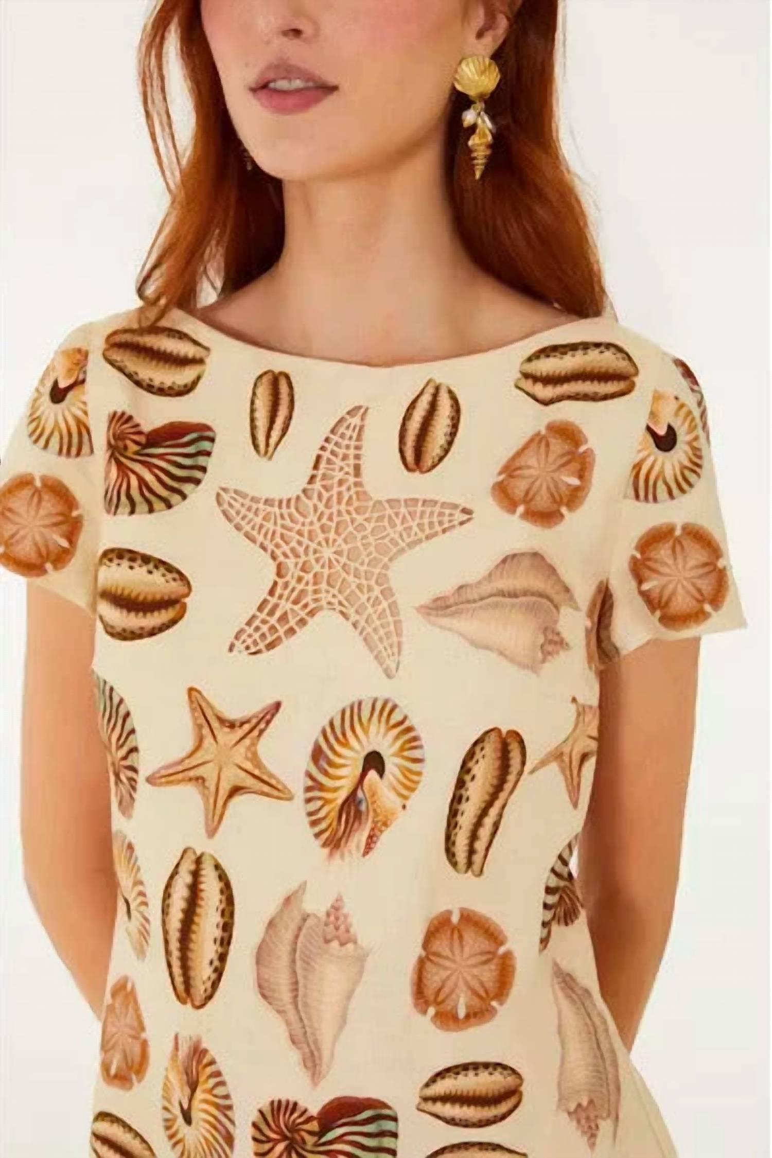 Farm Rio - Marine Shells Short Sleeve Mini Dress