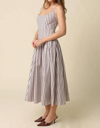 Olivaceous - Janet Stripe Flare Maxi Dress