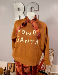 Baevely by Wellmade Women's Howdy Santa Sweater in camel - women's sweater