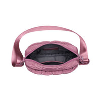 SOL and SELENE Women's Inspiration Quilted Nylon Crossbody Bag in mauve - women's bag - detail view