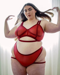 Cantiq Mesh Vintage Soft Cup Bralette in red hot - women's intimate - alternate view