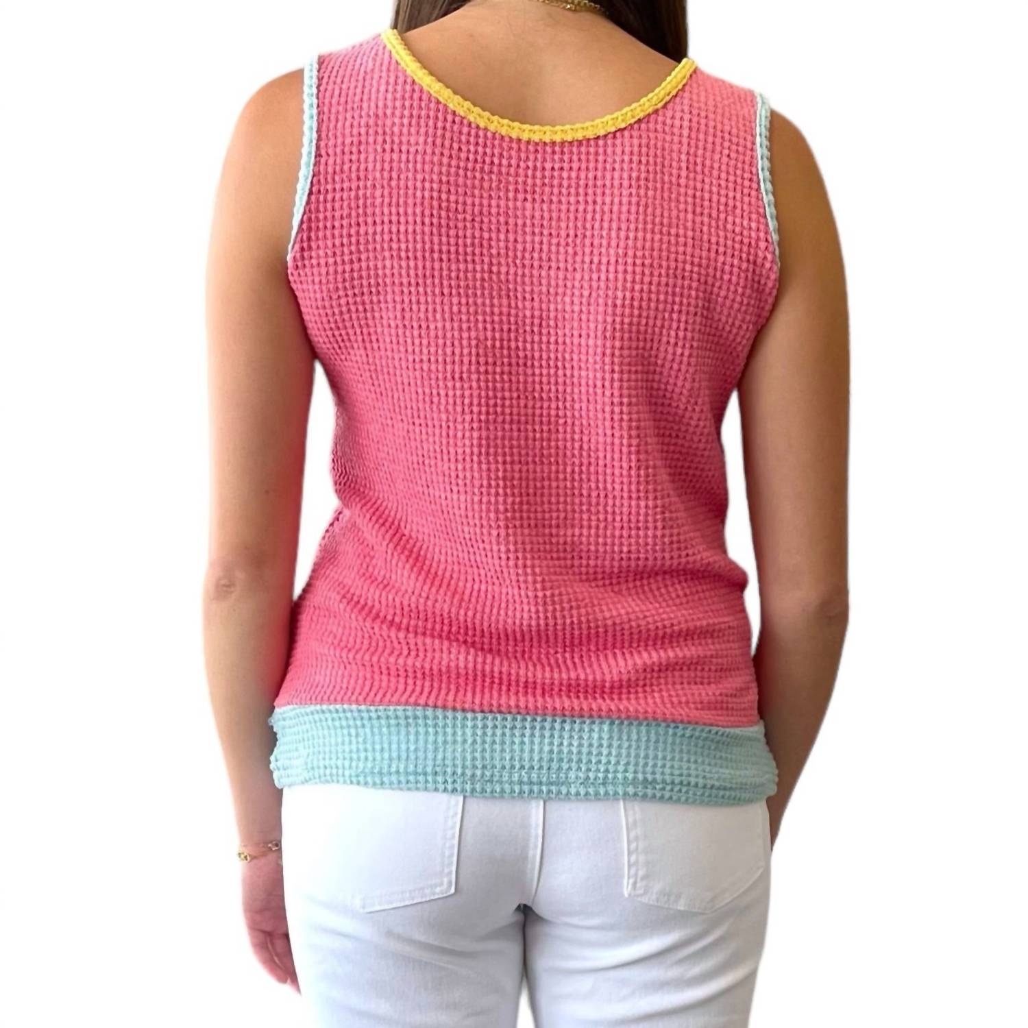 Full Time Purchase - Color Block Patched Pocket Knit Tank Top