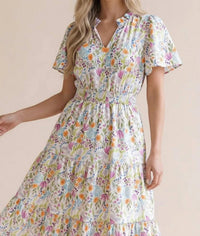 Haptics - Notch Neck Smocked Waist Tiered Dress