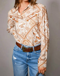 Blue B - Western Design Button Up Top