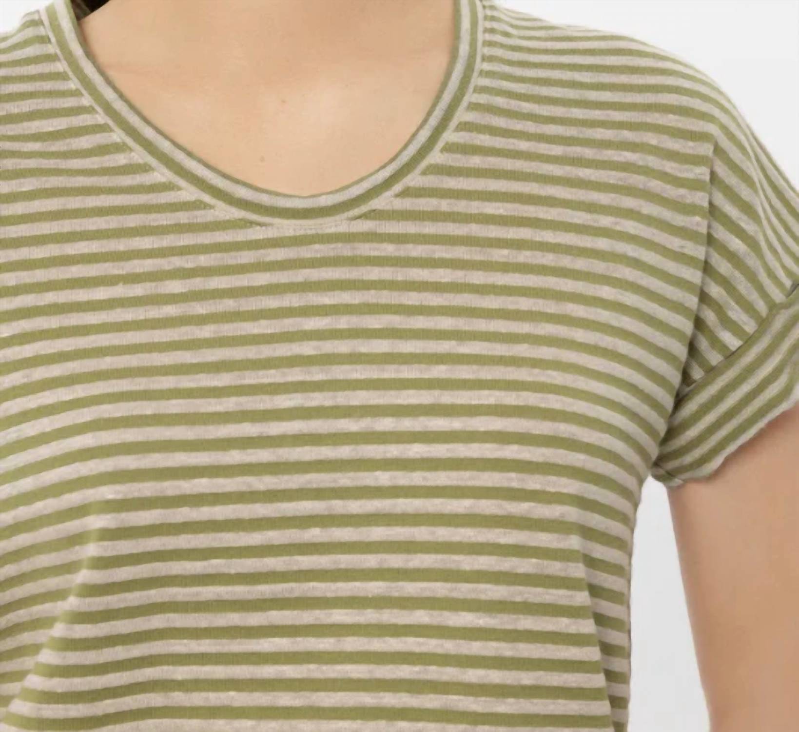 Luisa Cerano - Linen Stripe Short Sleeve T-shirt