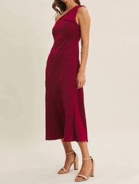 In February - Bordeaux One Shoulder Midi Dress
