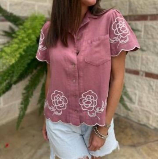 Umgee - Embroidered Elegance Linen Top