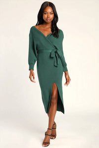 Lulus - Fall Into Fashion Dolman Sleeve Sweater Midi Dress