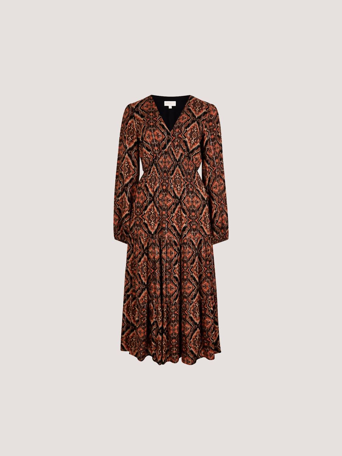 Apricot - Empire Smock Waist Tiered Dress