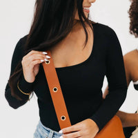 Pretty Simple Evelynn Eyelet Vegan Leather Strap in brown - women's item - alternate view