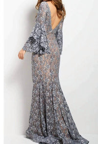 Jovani - Long Sleeve Mermaid Lace Dress