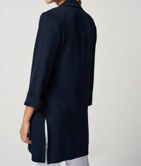 Joseph Ribkoff Classic Long Blazer in midnight blue - women's jacket - detail view