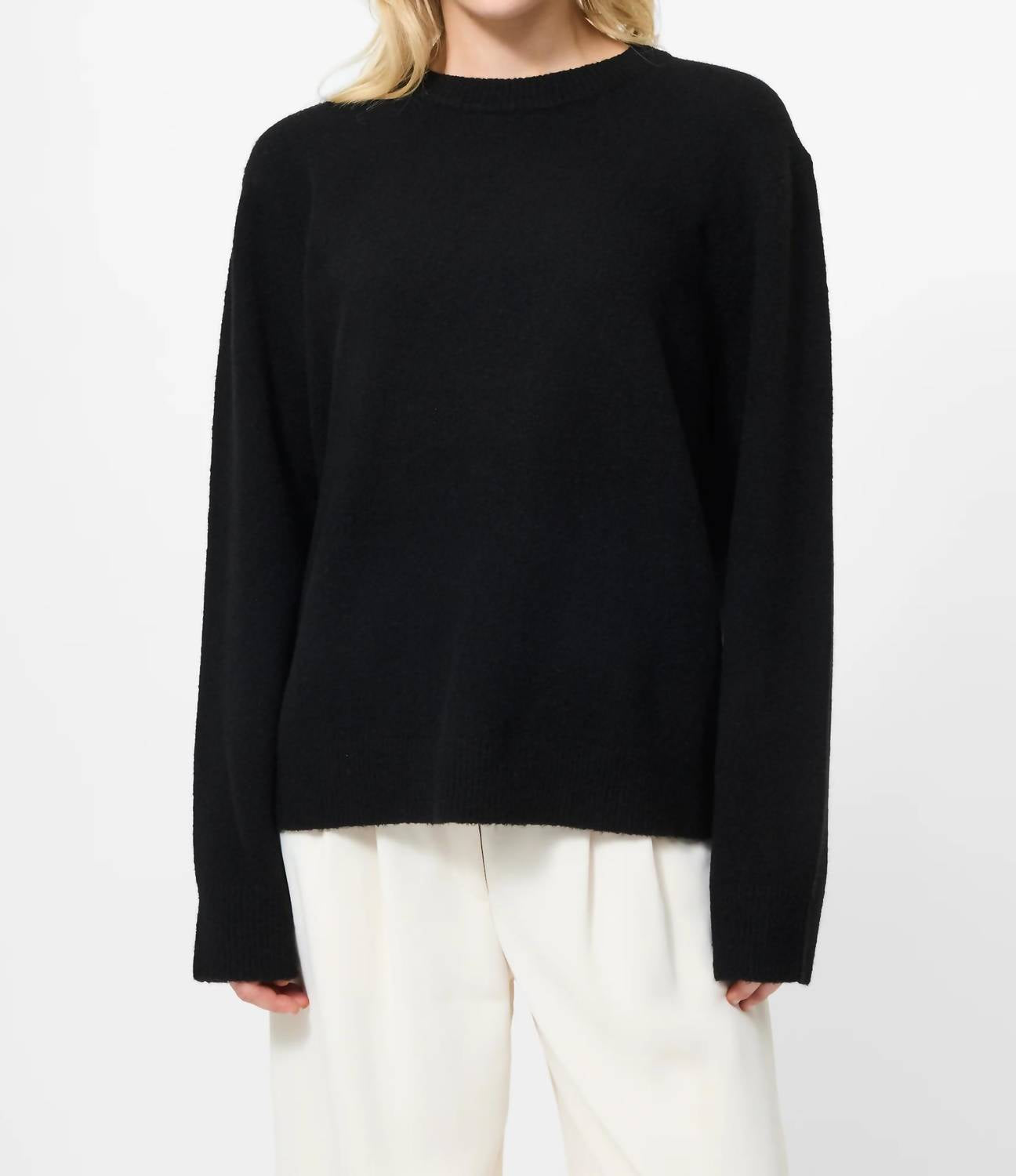 FRENCH CONNECTION Emilia Knit Boyfriend Sweater in black - women's sweater