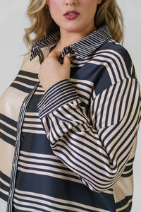 Never Fully Dressed - Mono Stripe Roz Shirt - Plus