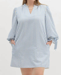 Entro - Olivia Curve Striped Bow Tie Detail Mini Dress