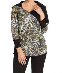 Angel Apparel - Leopard Collar Neck Top