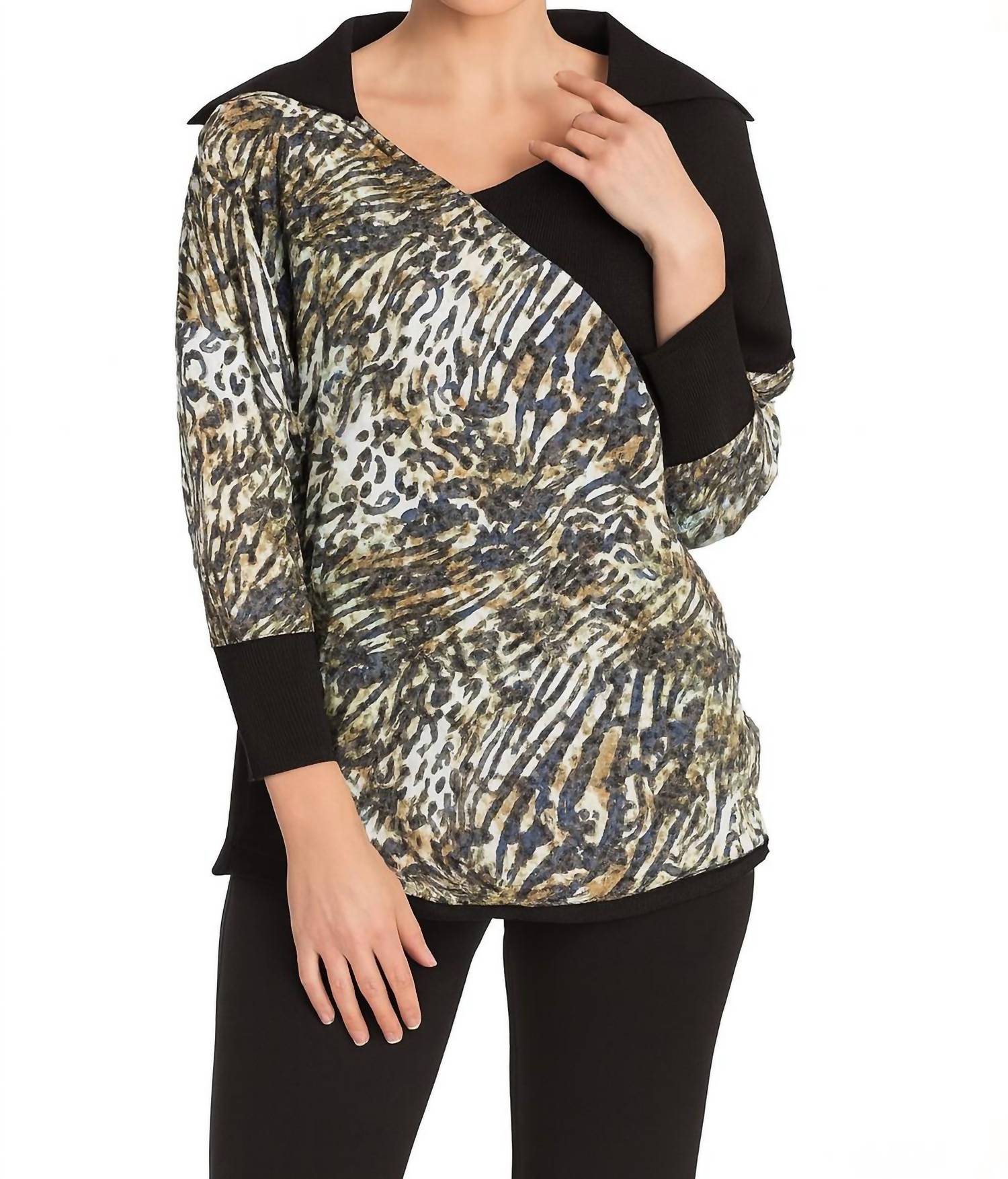 Angel Apparel - Leopard Collar Neck Top