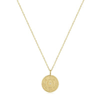 Eklexic - Women's Round Sun Pendant With Cubic Zirconia Center Stone Necklace