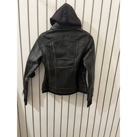 Decrum - Women's Tralee Bomber Leather Jacket With Removable Hoodie